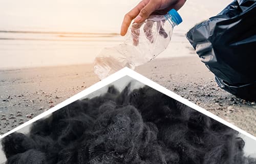 6003 – AquaLoop - Black Dope-Dyed Black rPET Fiber from Ocean Bound Plastic (OBP) Route