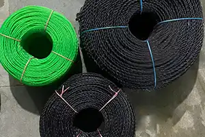 Rope made from recycled rPET flakes.